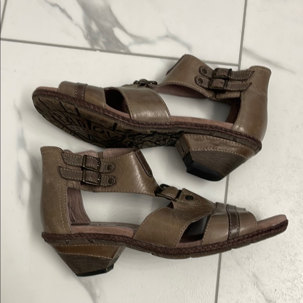 Bussola Brown/Dark Tan Leather Comfort Sandles Minimalist Design Size 40 - Picture 7 of 15
